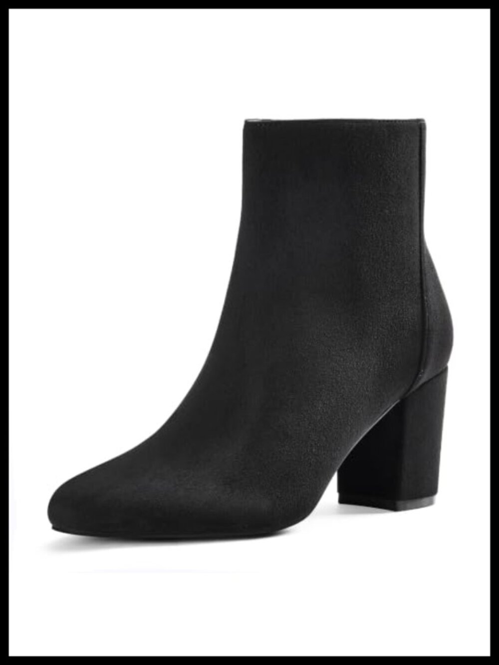 Women's Faux Suede Round Toe Chunky Heel Ankle Boots Side Zip